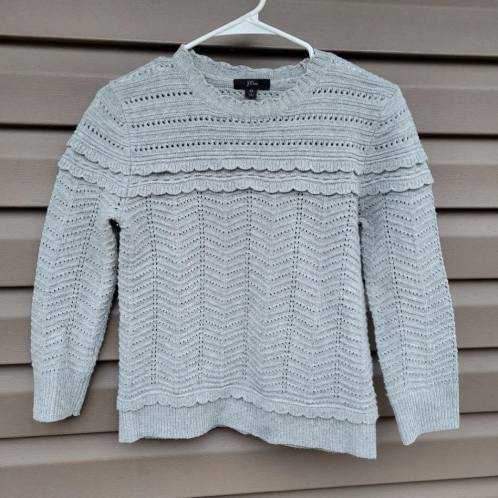 J. Crew Crewneck Scalloped Pointelle Sweater .